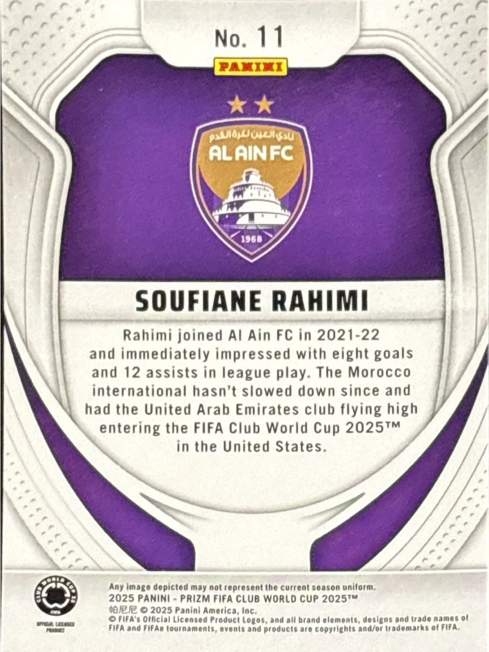 Panini Soufiane Rahimi Rookie Soccer Card